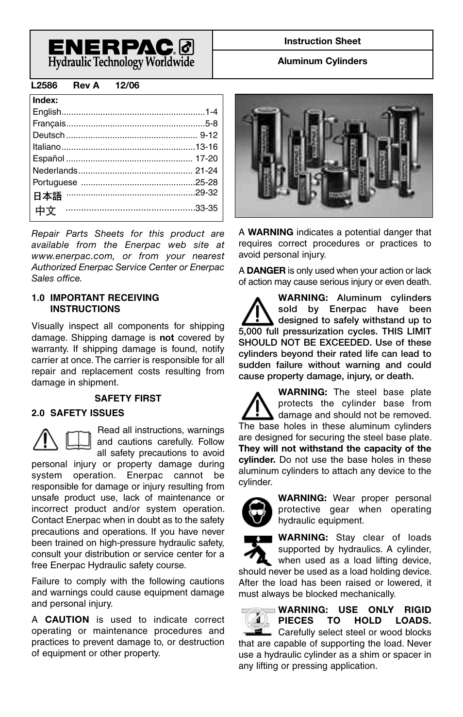 Enerpac RAC-Series User Manual | 36 pages