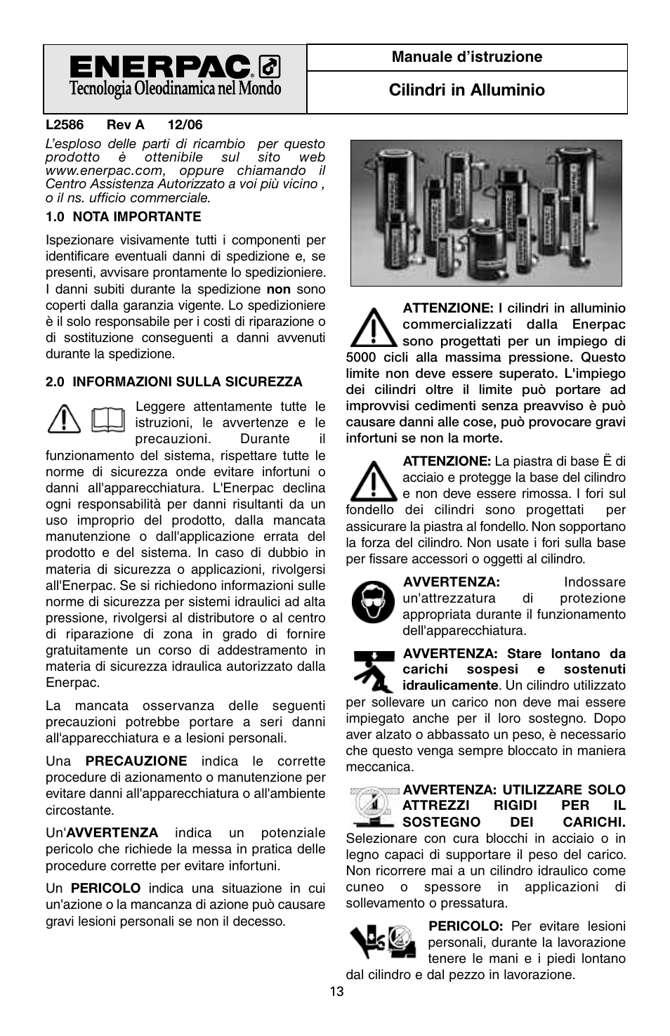 Cilindri in alluminio | Enerpac RAC-Series User Manual | Page 13 / 36