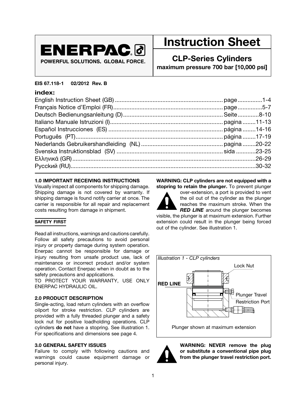 Enerpac CLP-Series User Manual | 32 pages