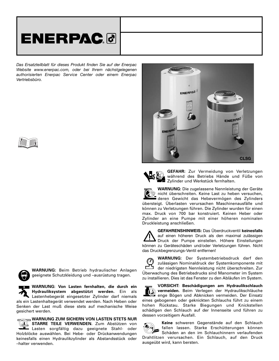 Enerpac CLSG-Series User Manual | Page 7 / 28