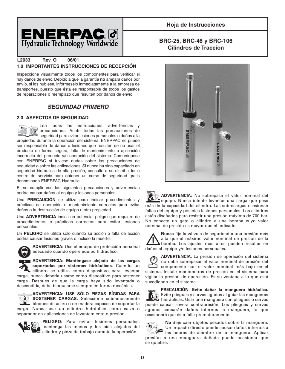 Seguridad primero | Enerpac BRC-106 User Manual | Page 13 / 28