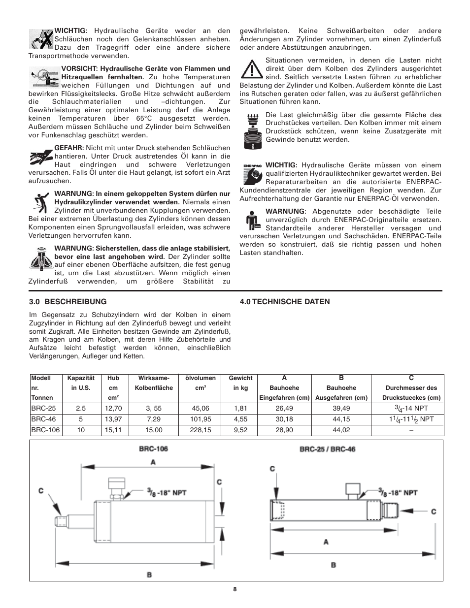 Enerpac BRC-106 User Manual | Page 8 / 28