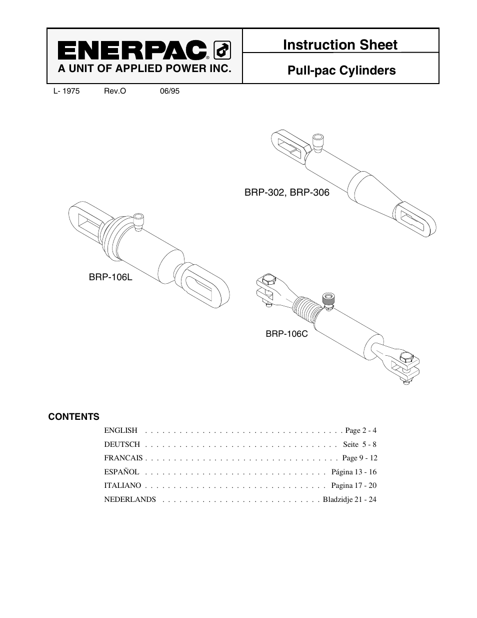 Enerpac BRP-302 User Manual | 24 pages