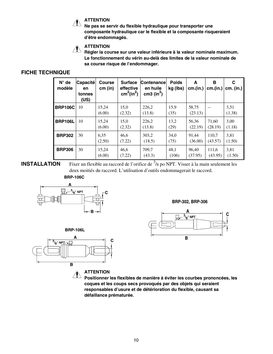 Enerpac BRP-302 User Manual | Page 10 / 24