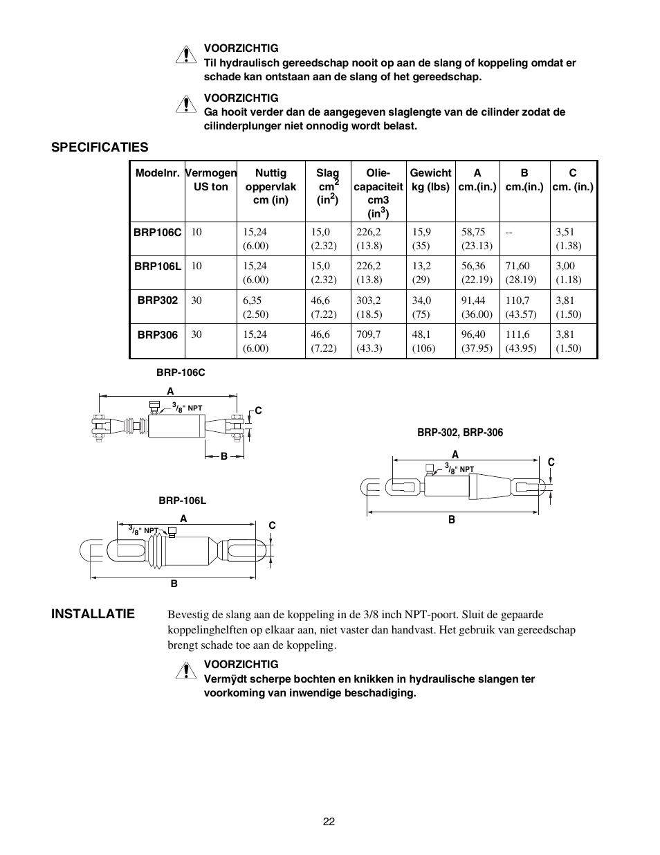 Enerpac BRP-302 User Manual | Page 22 / 24