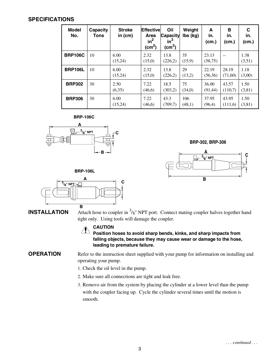 Enerpac BRP-302 User Manual | Page 3 / 24