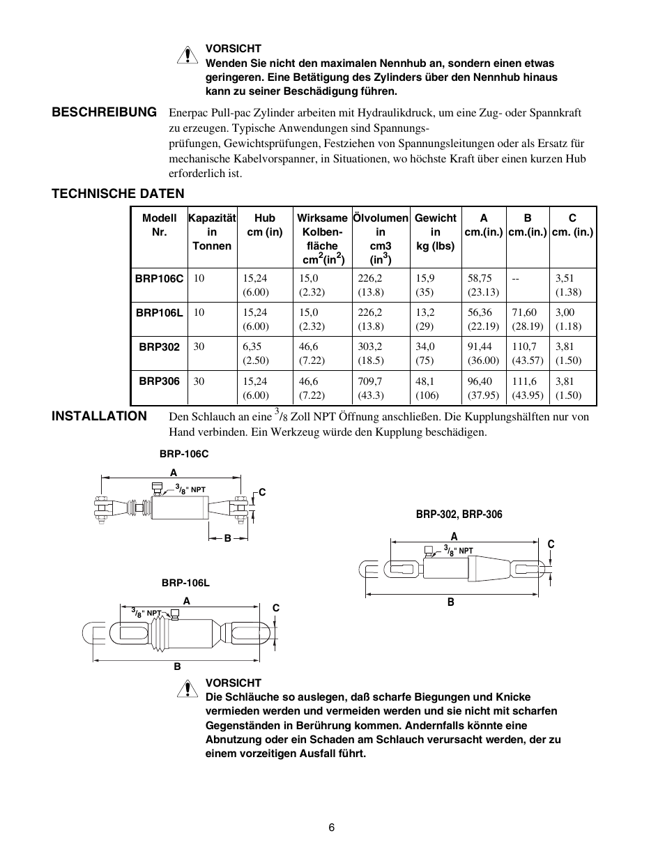 Enerpac BRP-302 User Manual | Page 6 / 24