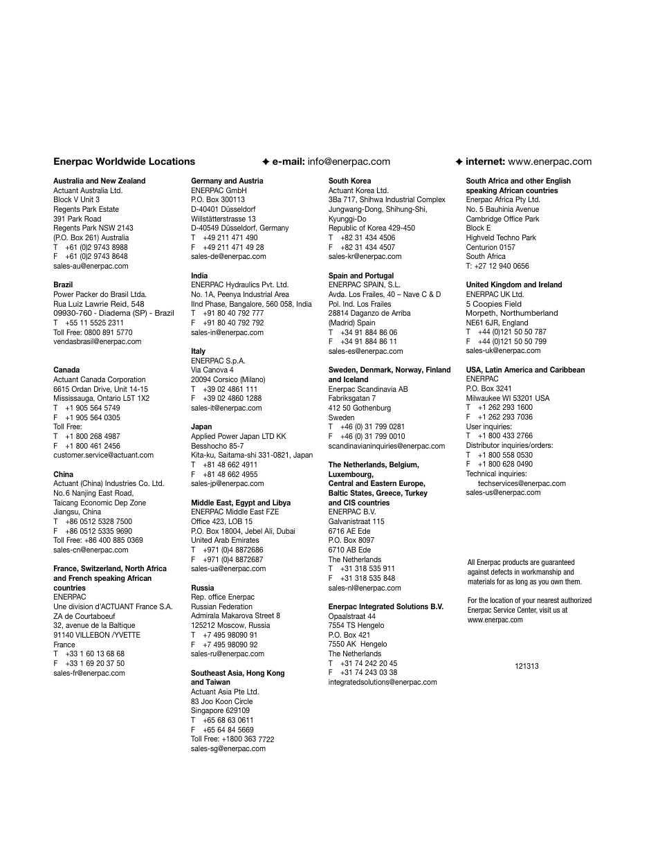 Enerpac THQ-Series User Manual | Page 32 / 32