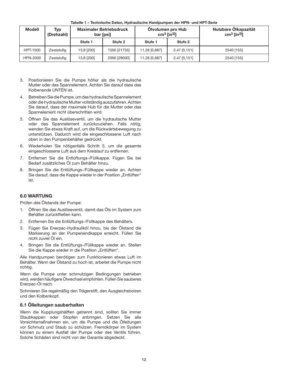 Enerpac HPT-Series User Manual | Page 12 / 50