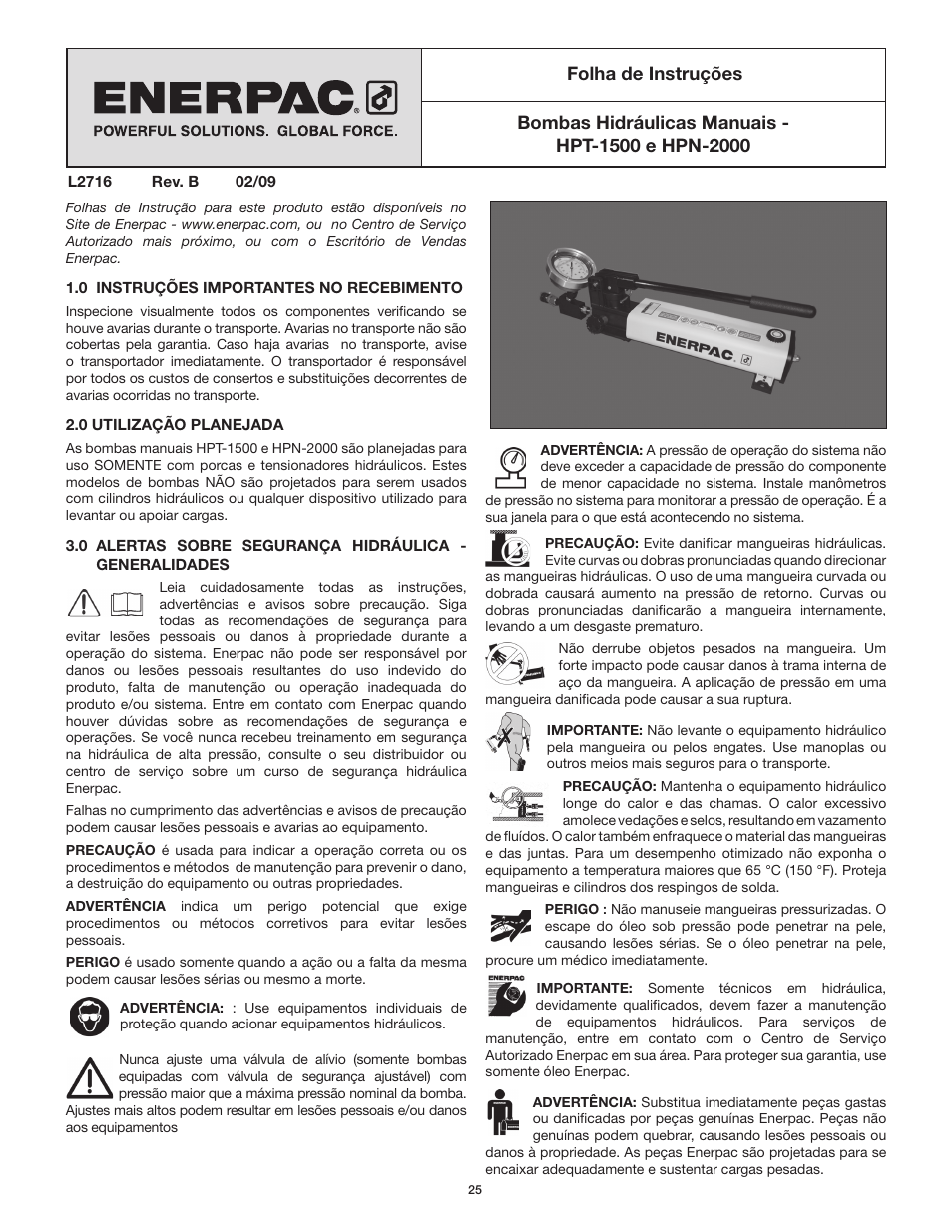 Folha de instruções | Enerpac HPT-Series User Manual | Page 25 / 50