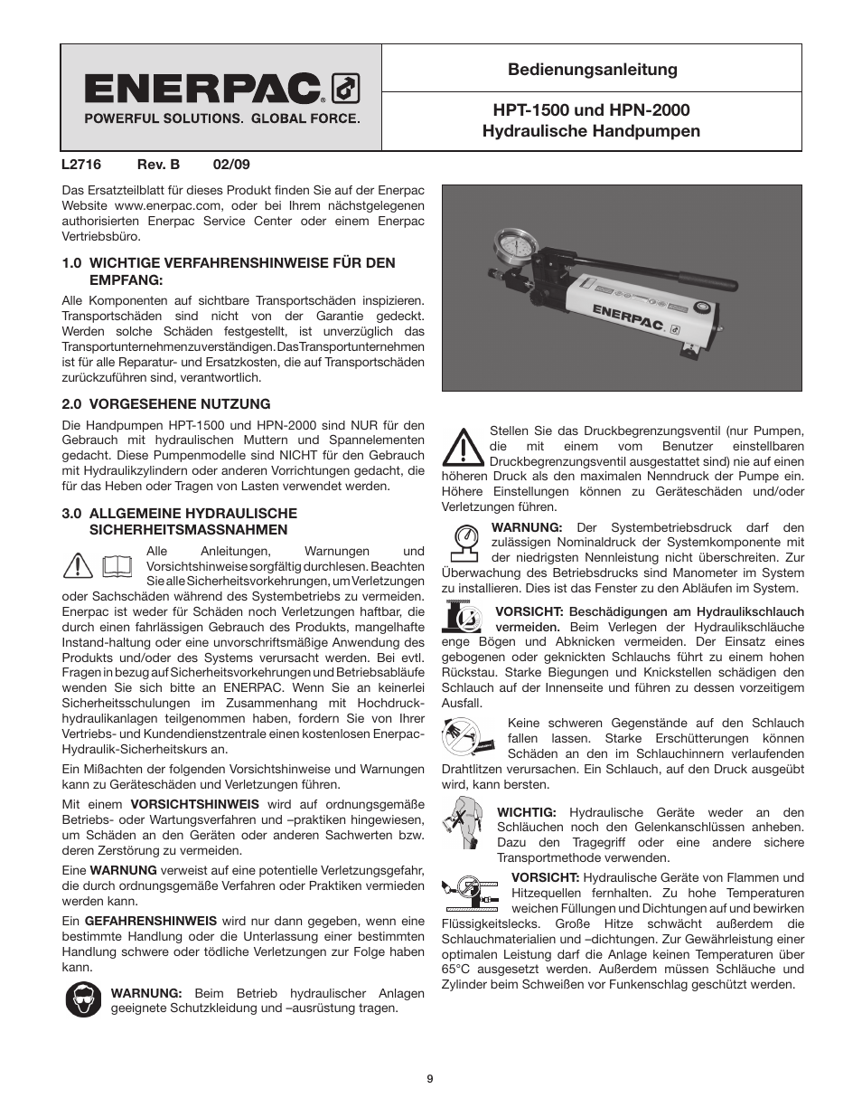 Enerpac HPT-Series User Manual | Page 9 / 50