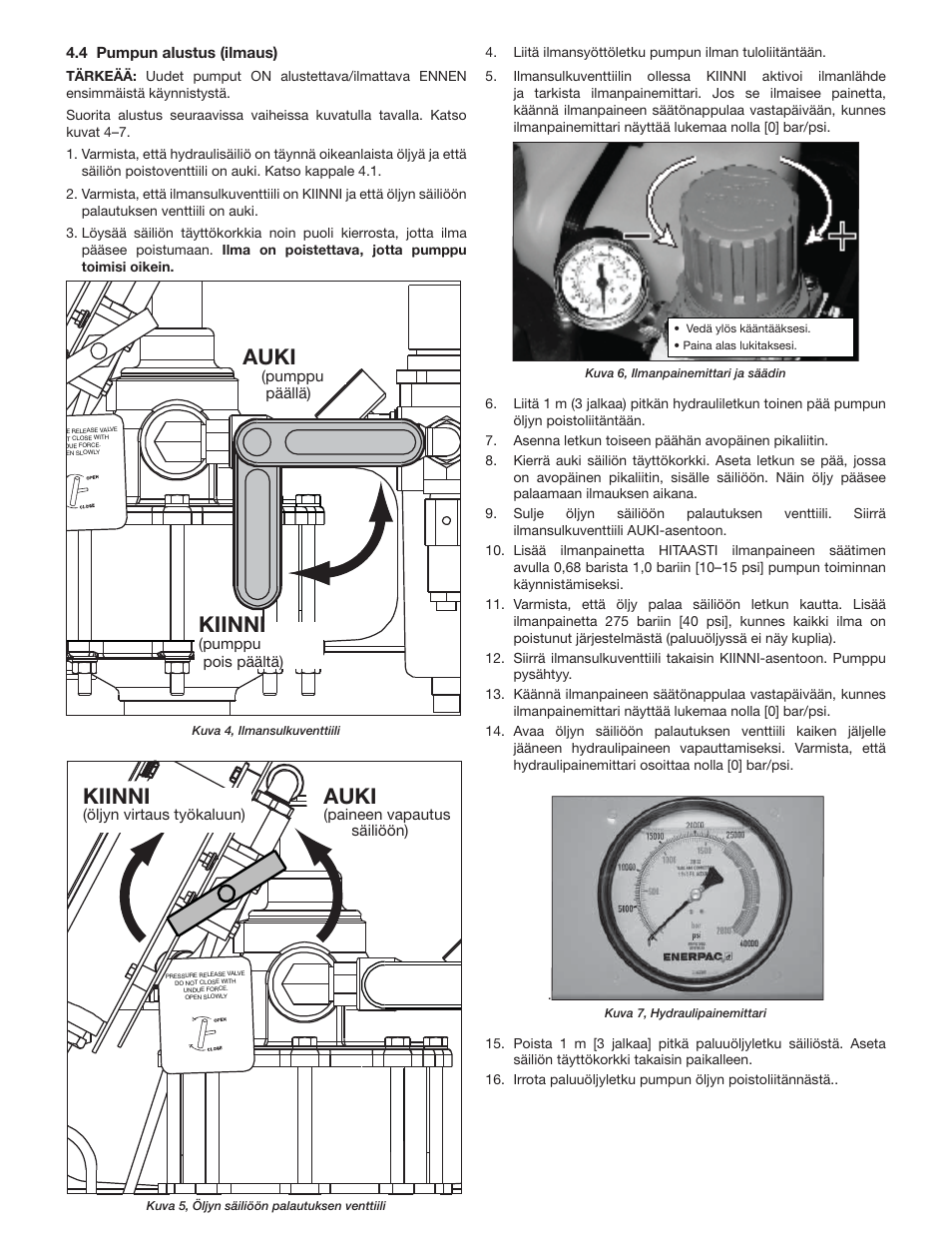 Auki, Kiinni | Enerpac ATP-Series User Manual | Page 62 / 106