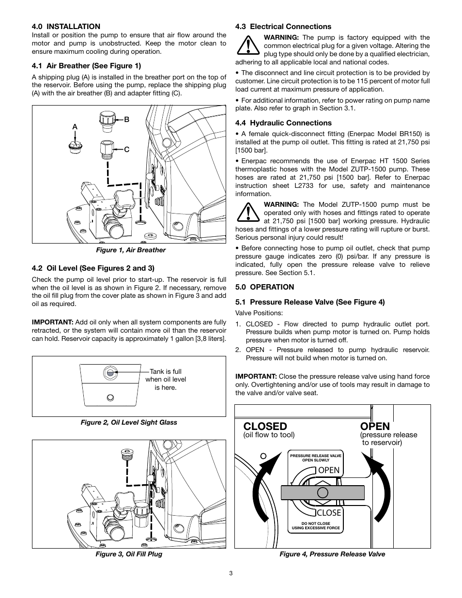 Open, Closed, Close open | Enerpac ZUTP-Series User Manual | Page 3 / 8