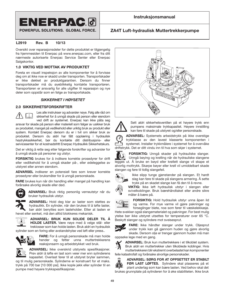 Enerpac ZA4T-Series User Manual | Page 49 / 76