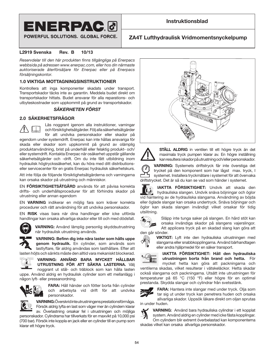 Enerpac ZA4T-Series User Manual | Page 54 / 76