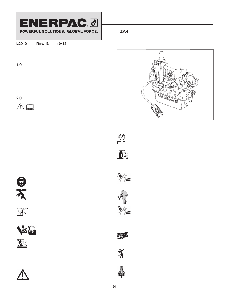 説明シート, エアハイドロ型トルクレンチポンプ | Enerpac ZA4T-Series User Manual | Page 64 / 76