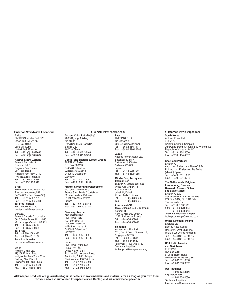 Enerpac PTA-Series User Manual | Page 40 / 40