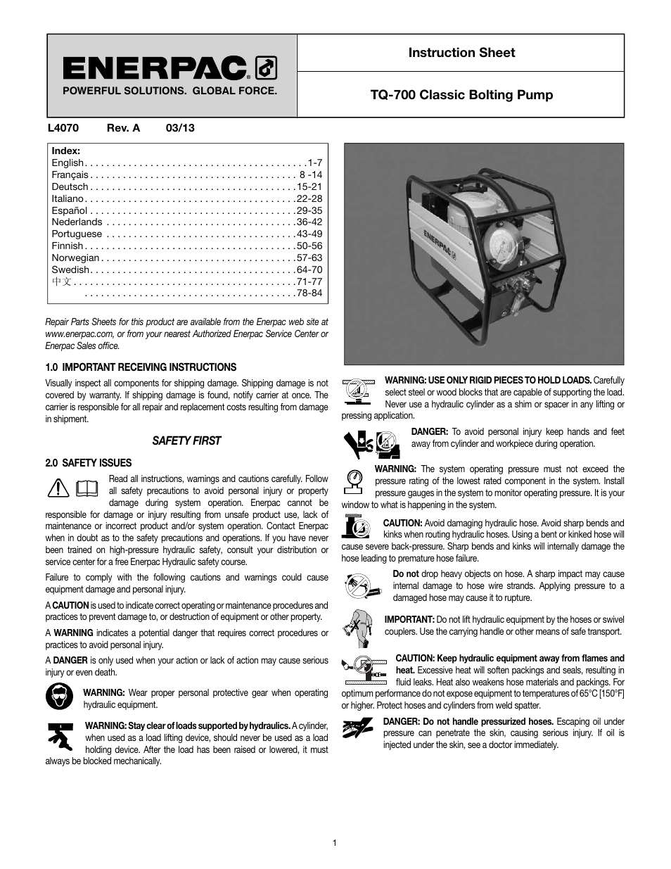 Enerpac TQ-700E User Manual | 88 pages