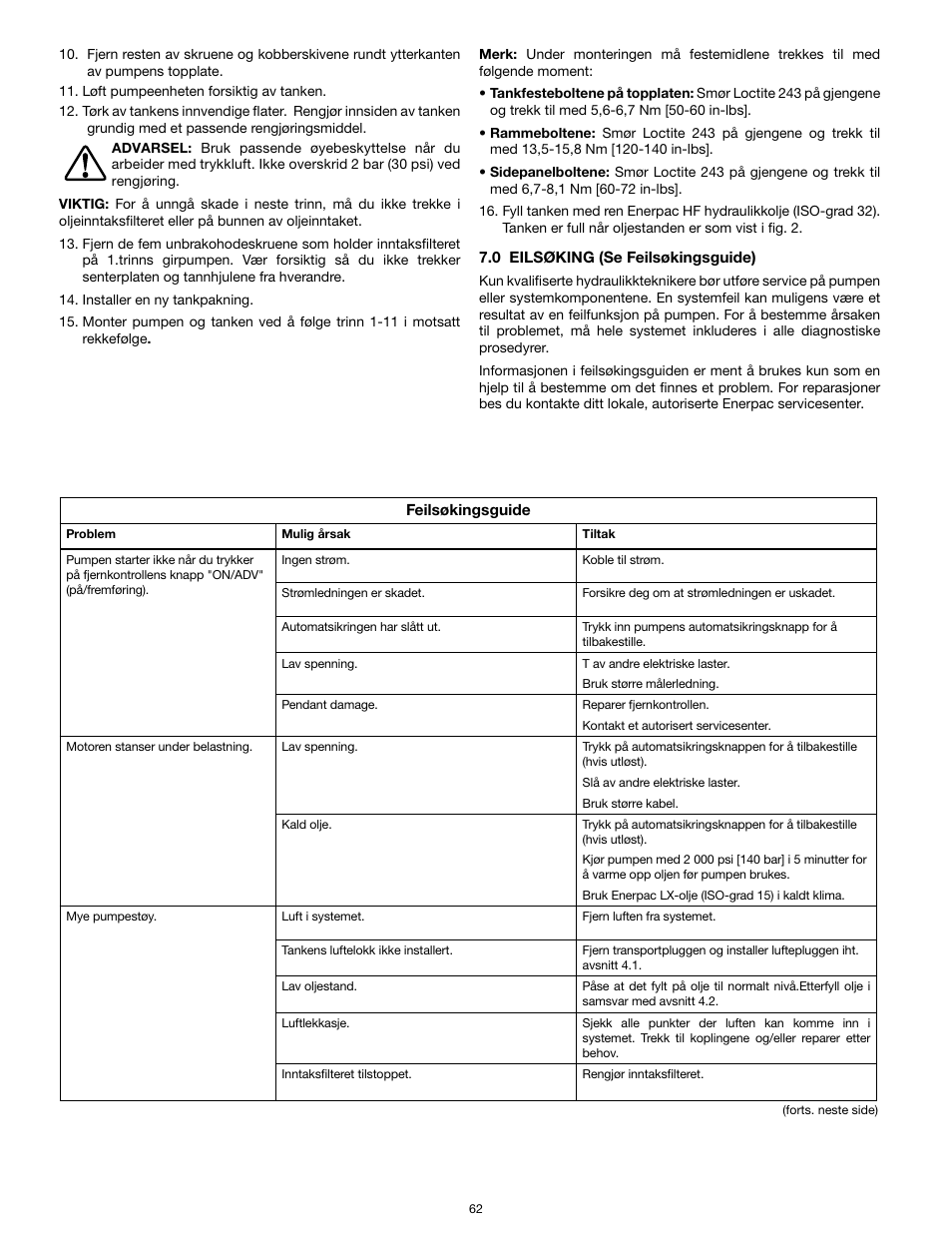 Enerpac TQ-700E User Manual | Page 62 / 88