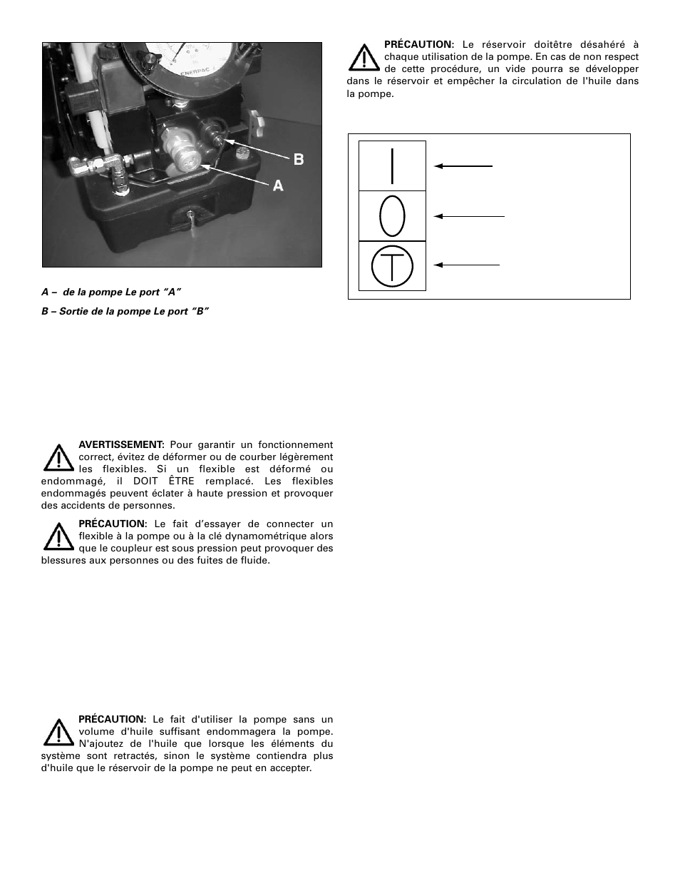 Marche, Arrêt, Avance | Enerpac PME-Series User Manual | Page 9 / 36