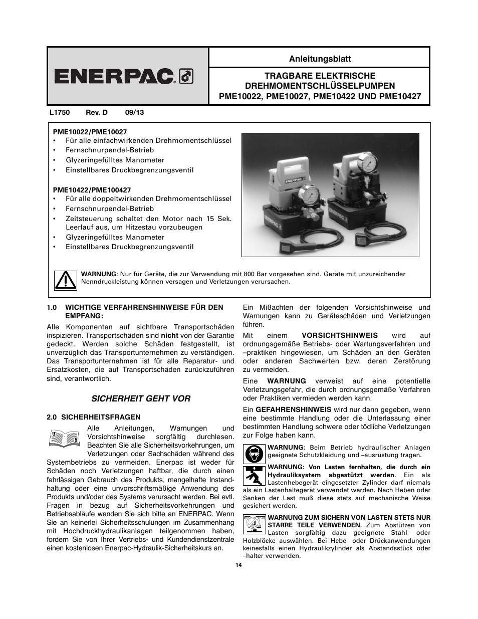 Enerpac PMU-Series User Manual | Page 14 / 48