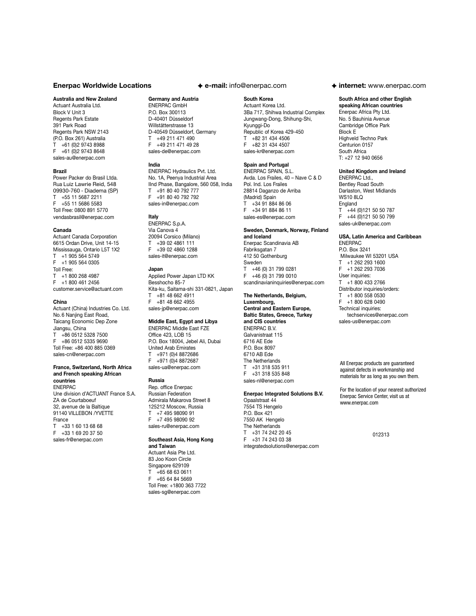 Enerpac PMU-Series User Manual | Page 48 / 48