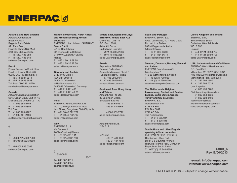 Enerpac XC-Series User Manual | Page 14 / 14