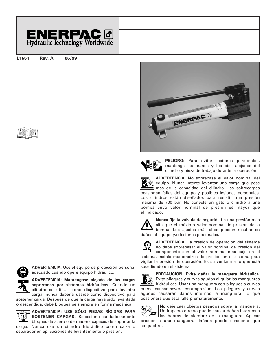 Seguridad primero | Enerpac P-2282 User Manual | Page 13 / 20