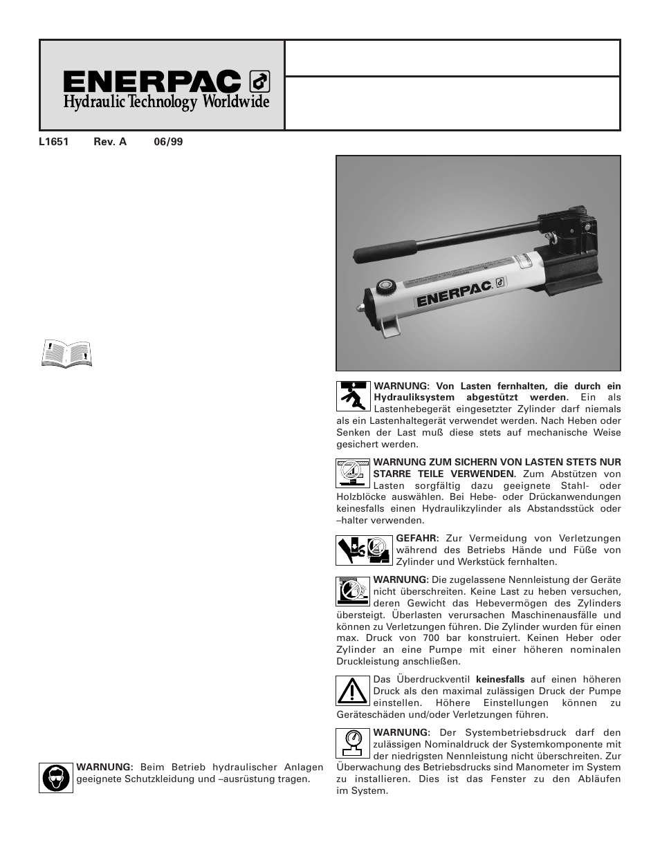 Sicherheit geht vor | Enerpac P-2282 User Manual | Page 7 / 20