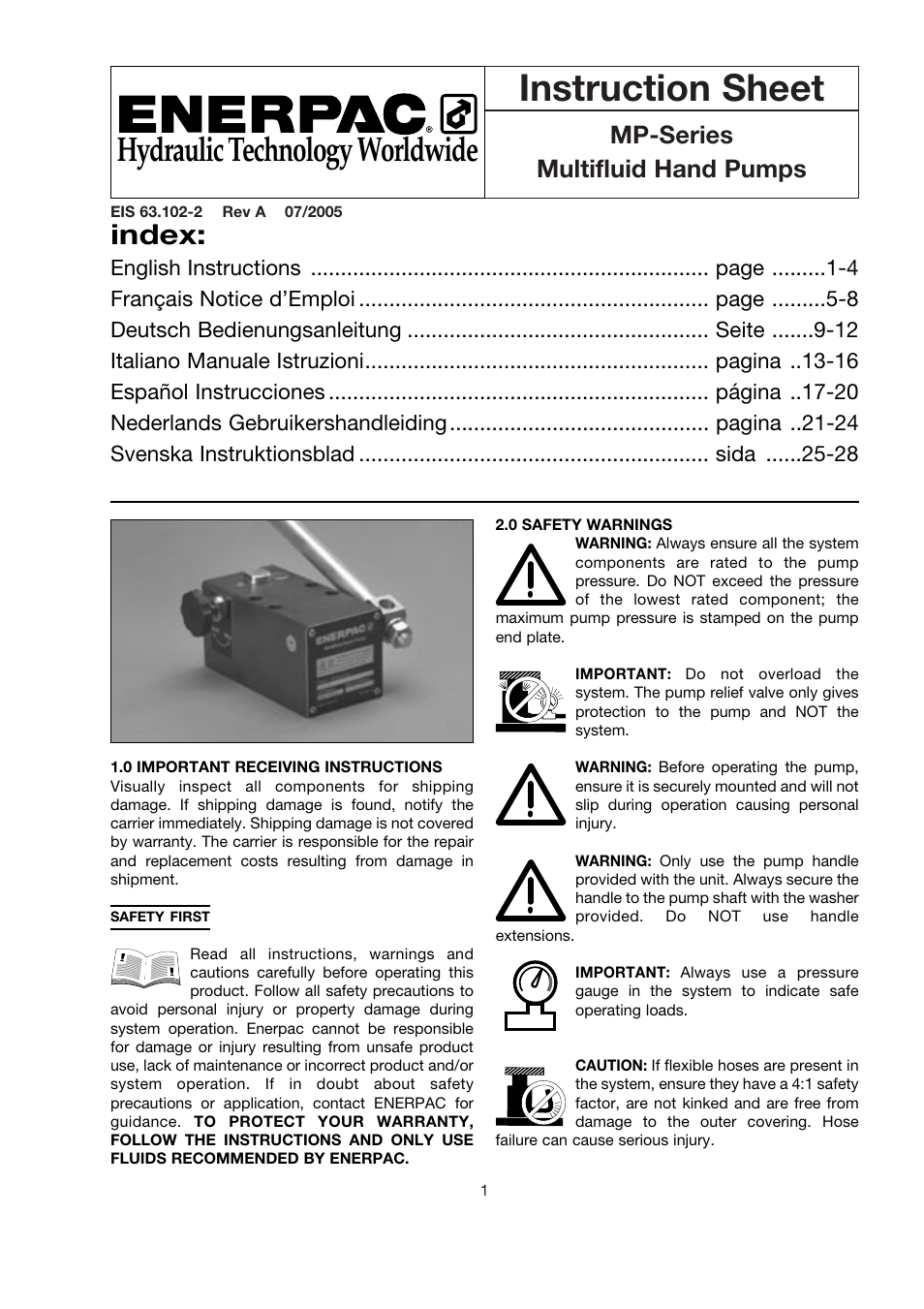 Enerpac MP-Series User Manual | 30 pages