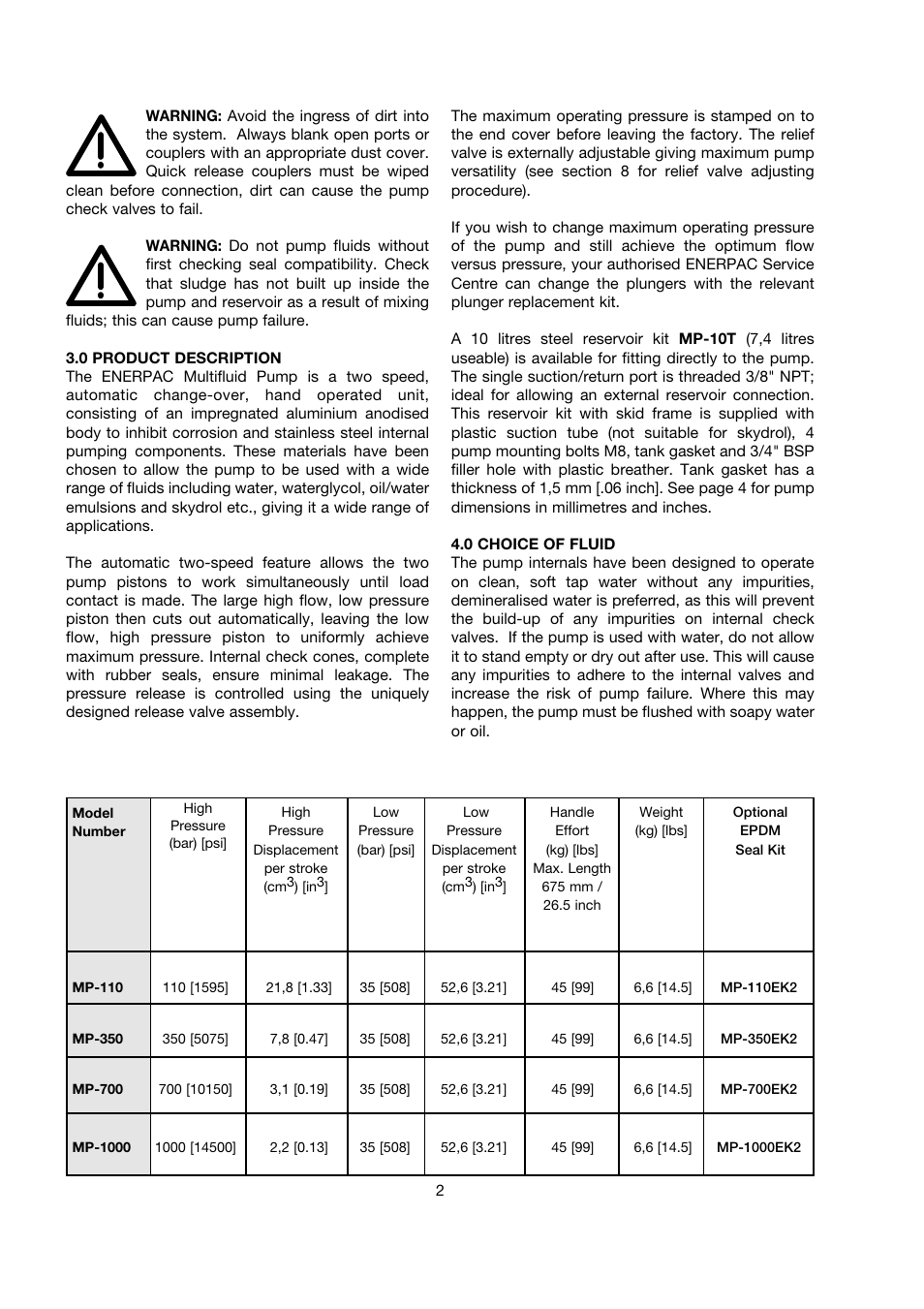 Enerpac MP-Series User Manual | Page 2 / 30