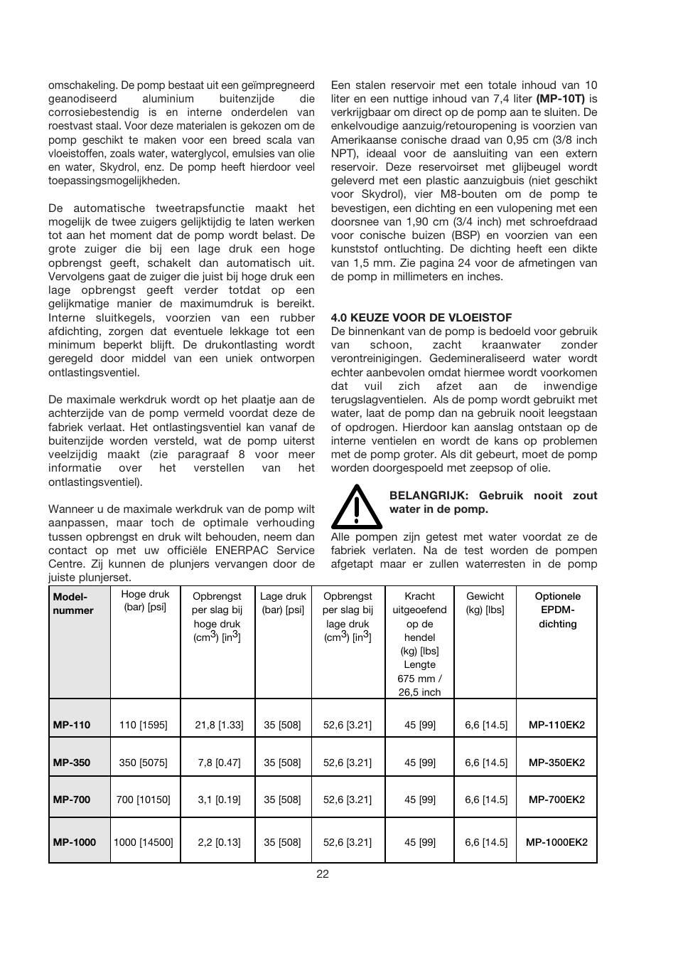 Enerpac MP-Series User Manual | Page 22 / 30