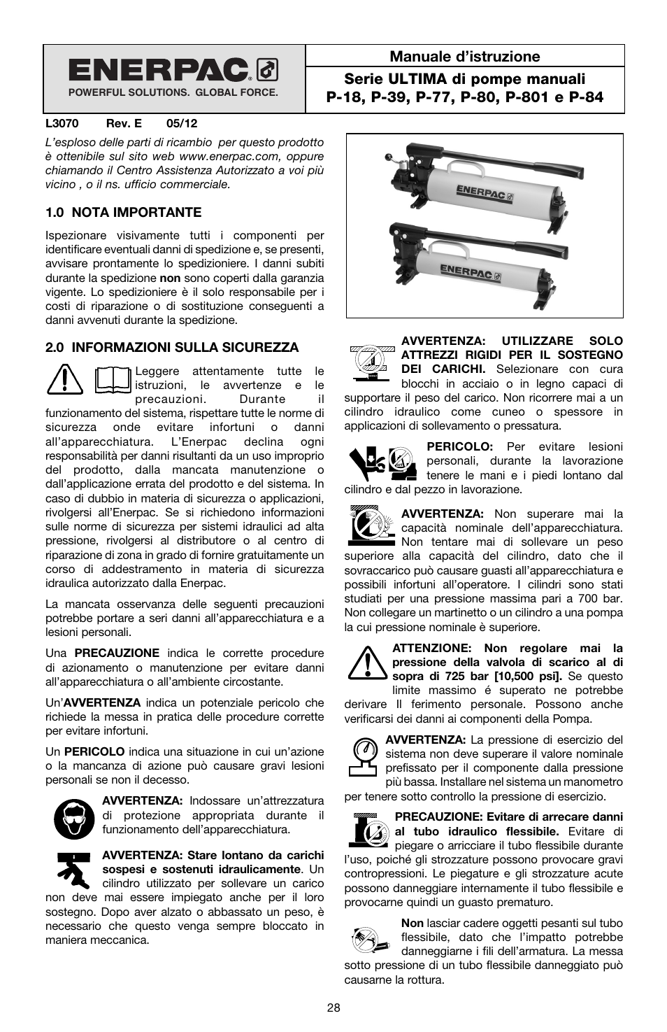 Italiano | Enerpac P-Series ULTIMA User Manual | Page 28 / 128