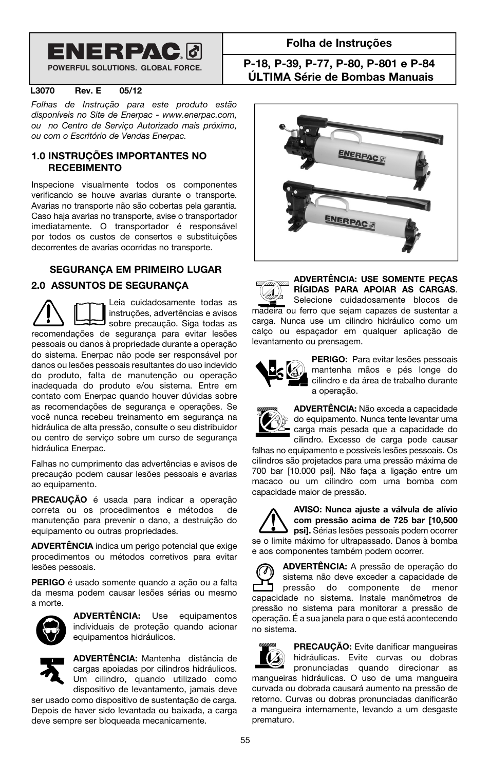 Portuguese | Enerpac P-Series ULTIMA User Manual | Page 55 / 128