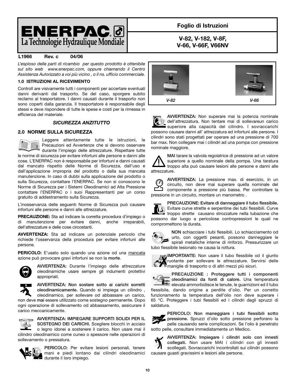 Enerpac V-66F User Manual | Page 10 / 19