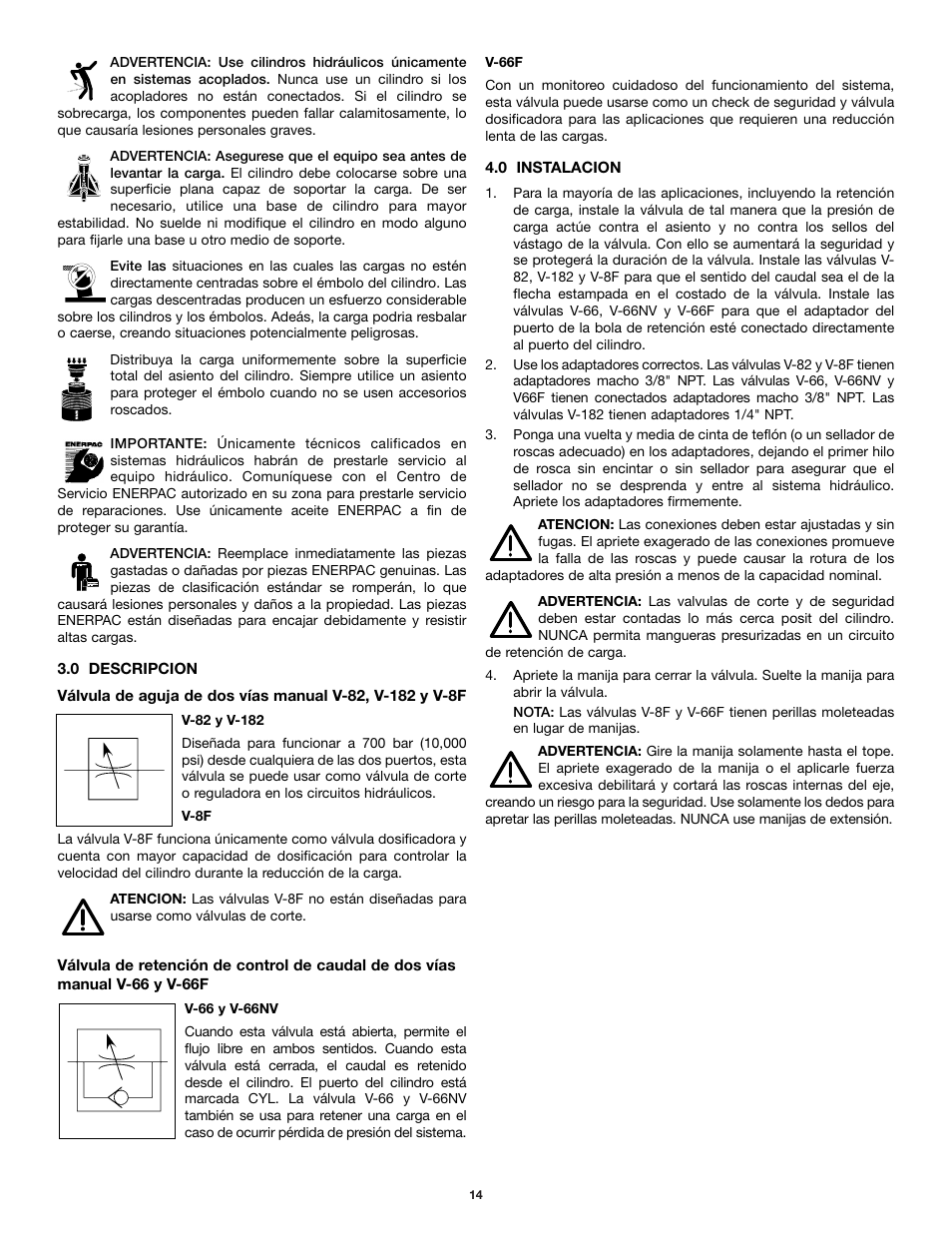 Enerpac V-66F User Manual | Page 14 / 19