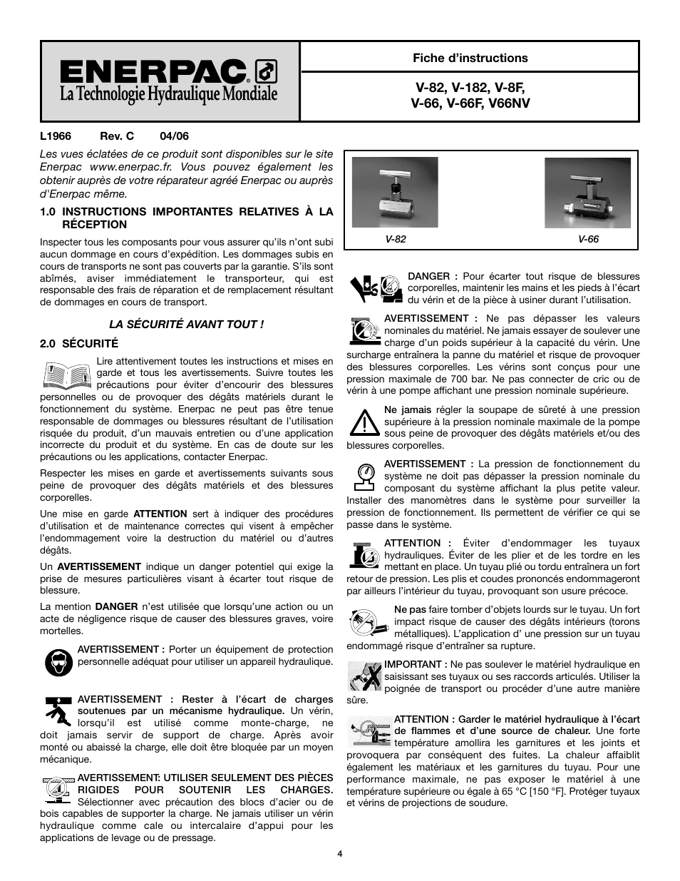 Enerpac V-66F User Manual | Page 4 / 19