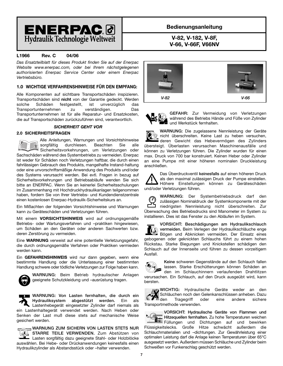 Enerpac V-66F User Manual | Page 7 / 19