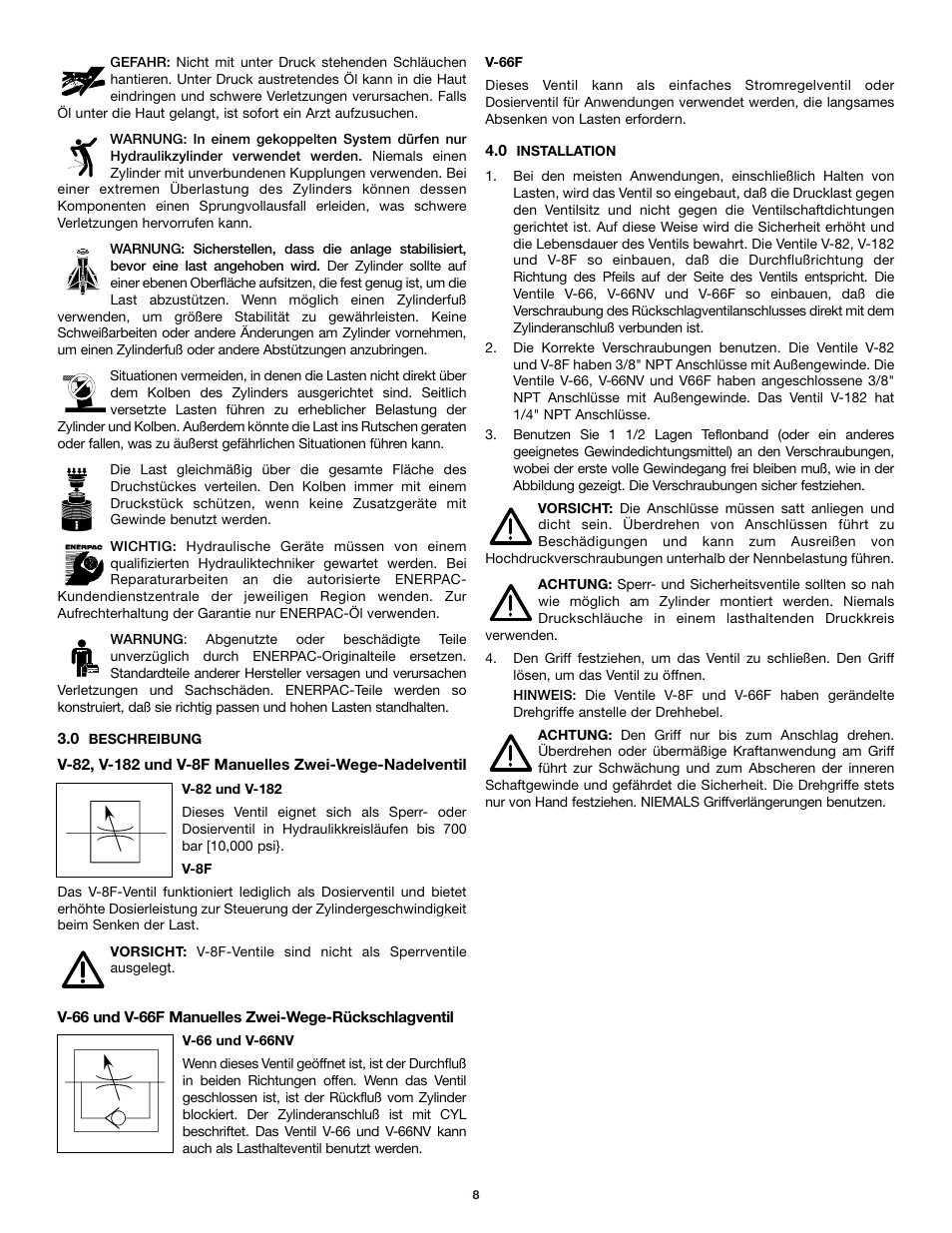 Enerpac V-66F User Manual | Page 8 / 19