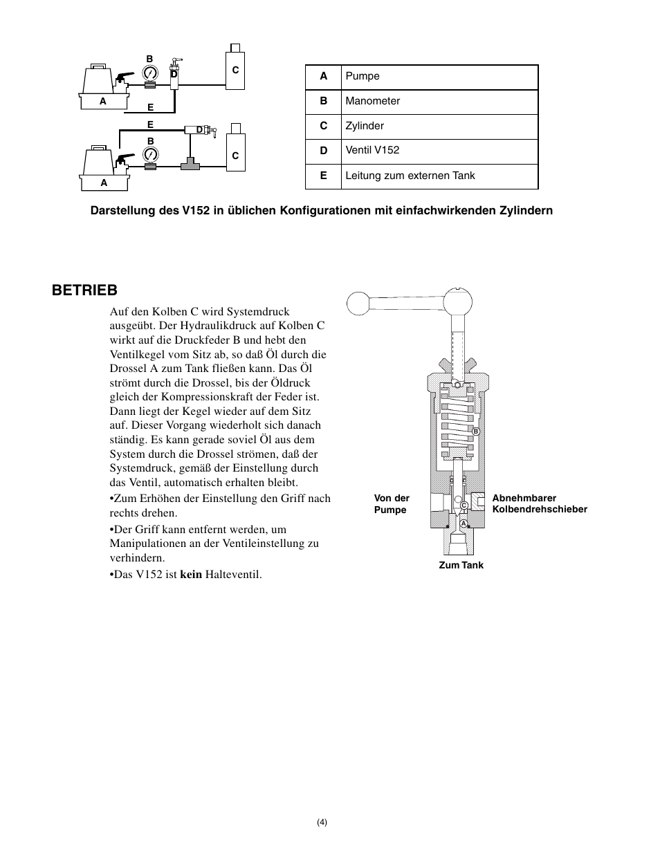 Betrieb | Enerpac V-152 User Manual | Page 4 / 14