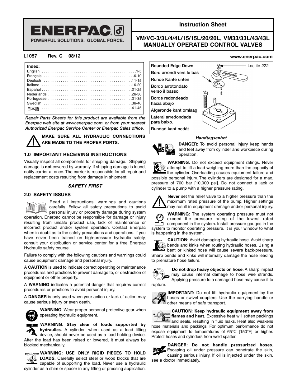 Enerpac VM43 User Manual | 48 pages