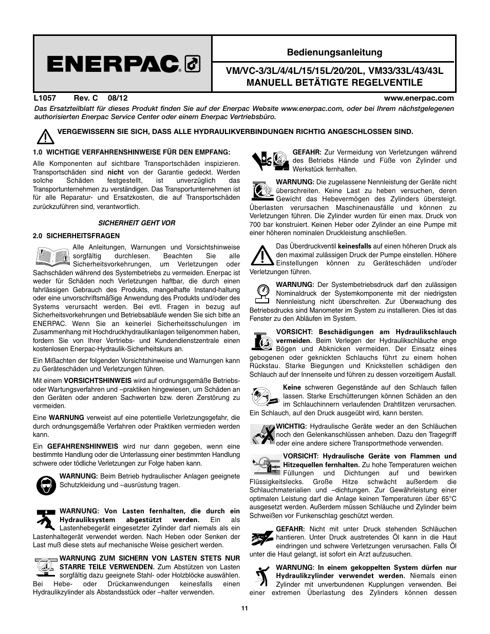 Enerpac VM43 User Manual | Page 11 / 48