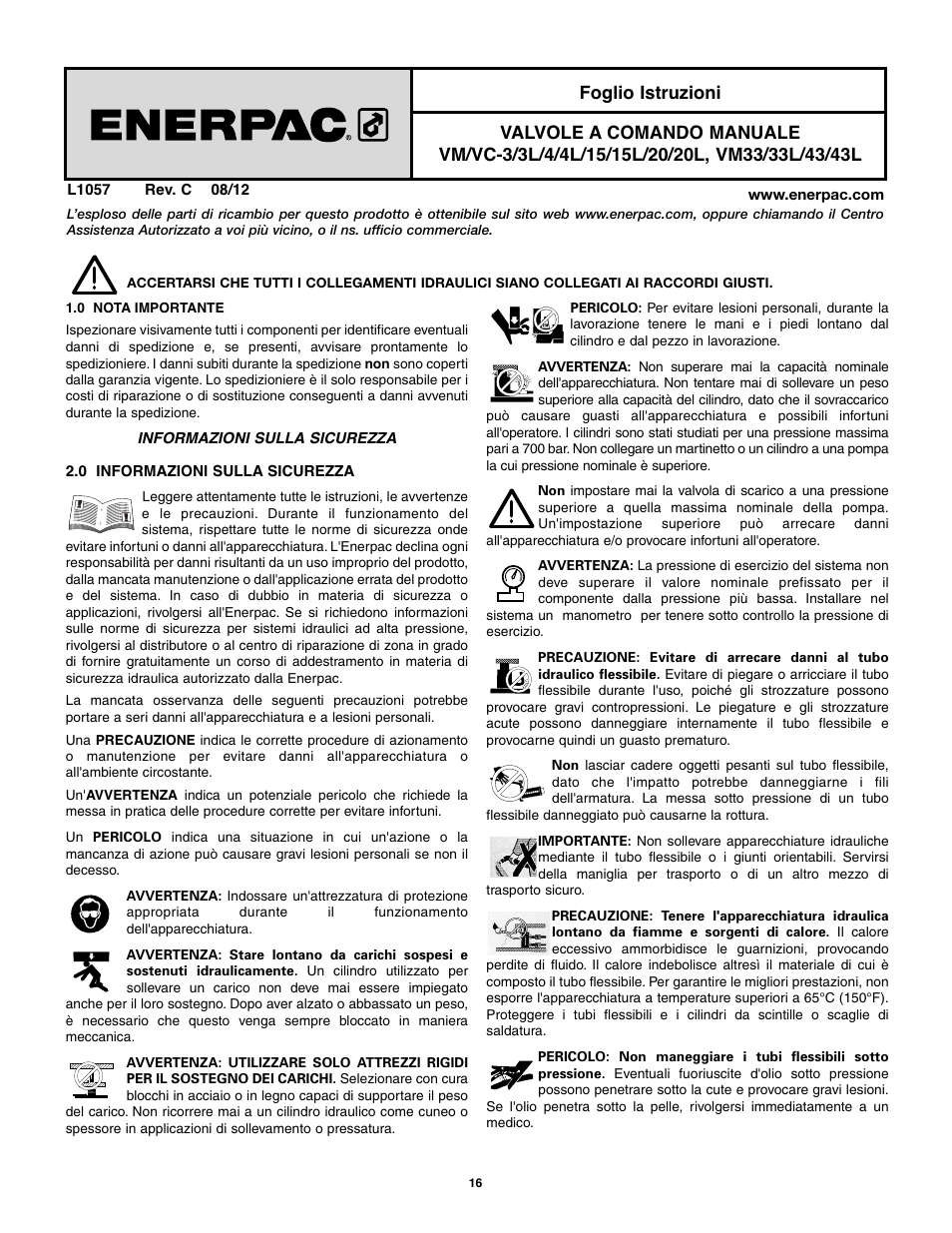 Enerpac VM43 User Manual | Page 16 / 48