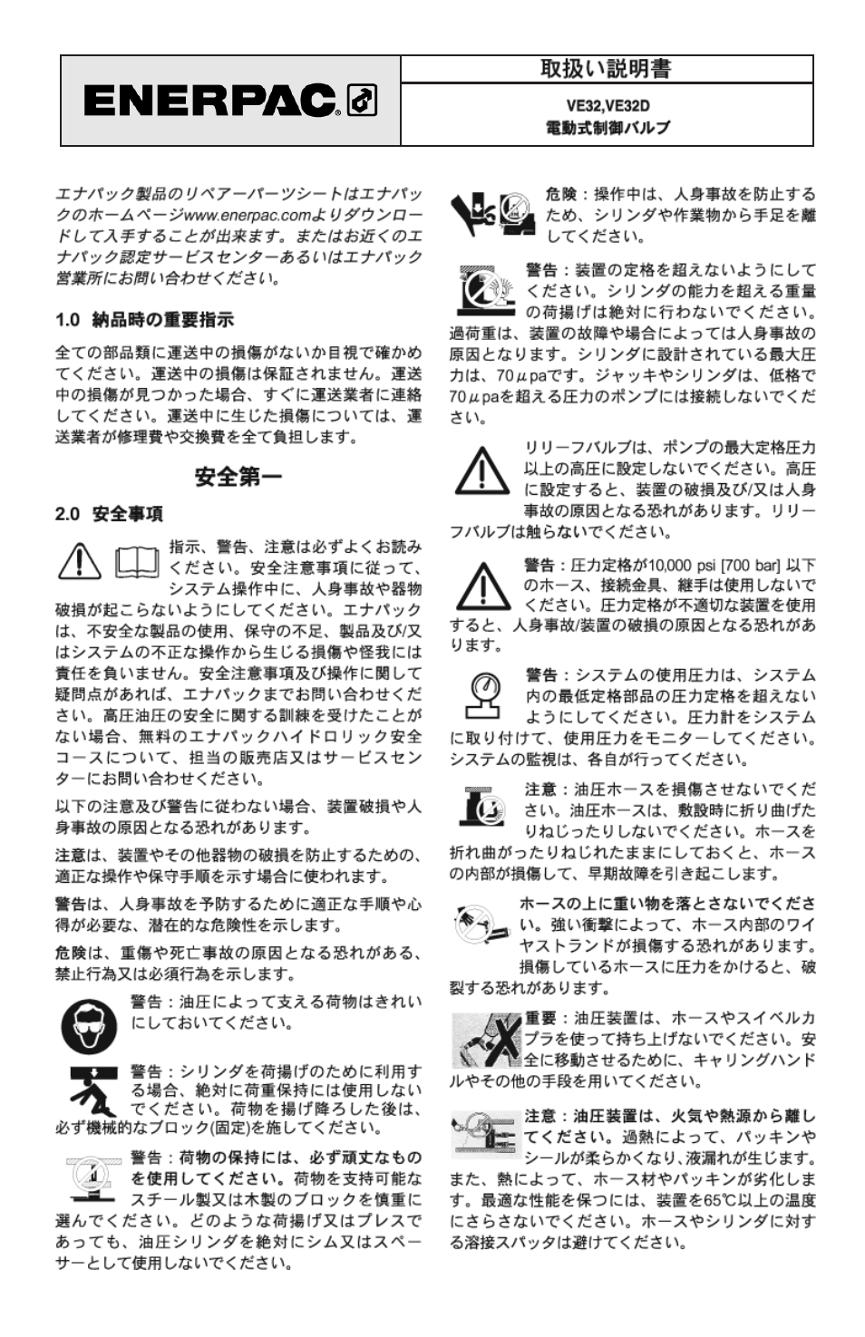 Enerpac VE32, VE32D User Manual | Page 42 / 50