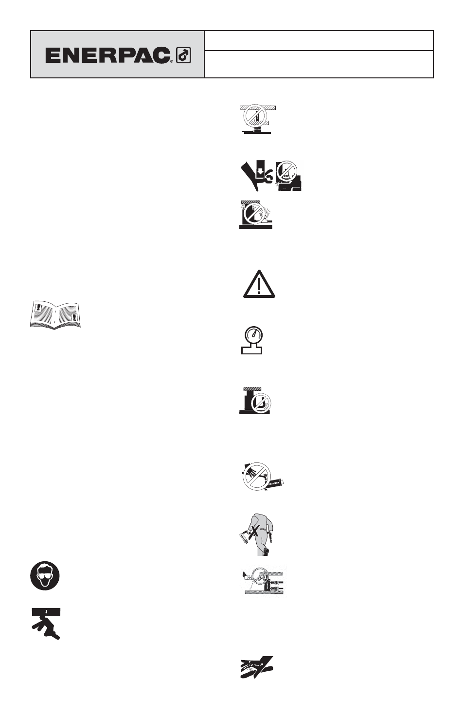 重要收货说明, 安全第一, 安全条例 | Enerpac VM43 User Manual | Page 48 / 58