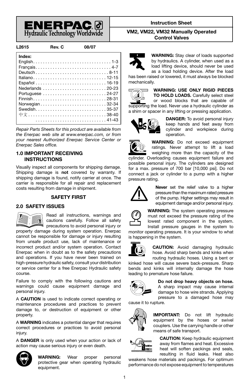 Enerpac VM32 User Manual | 44 pages