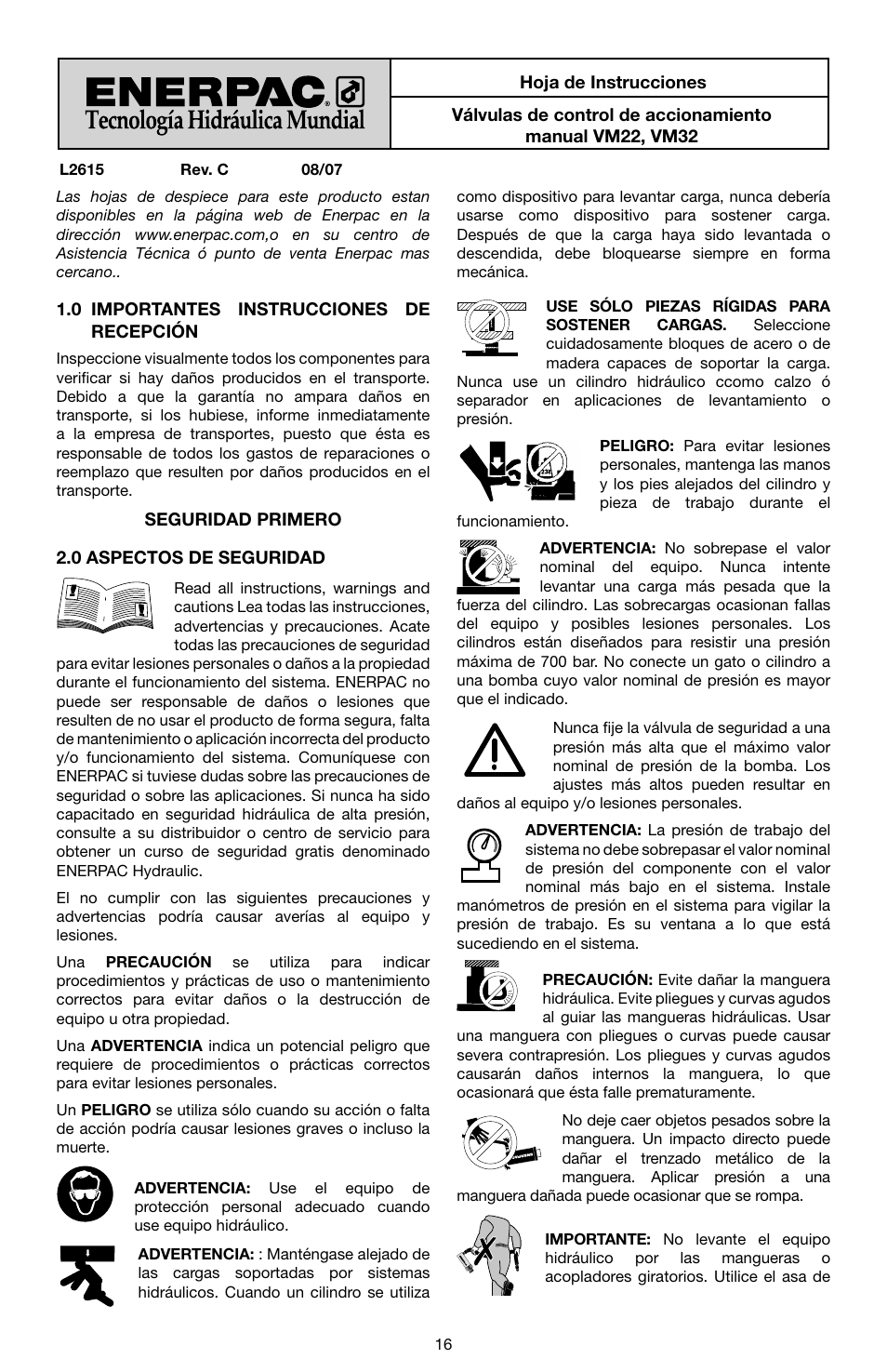 Enerpac VM32 User Manual | Page 16 / 44