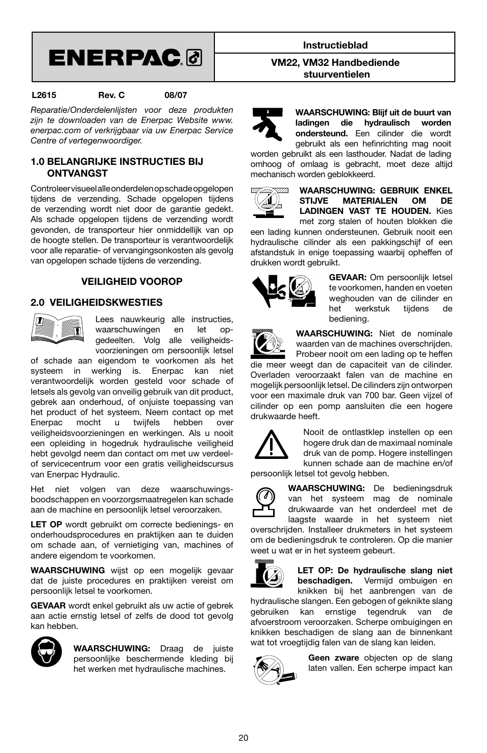 Enerpac VM32 User Manual | Page 20 / 44