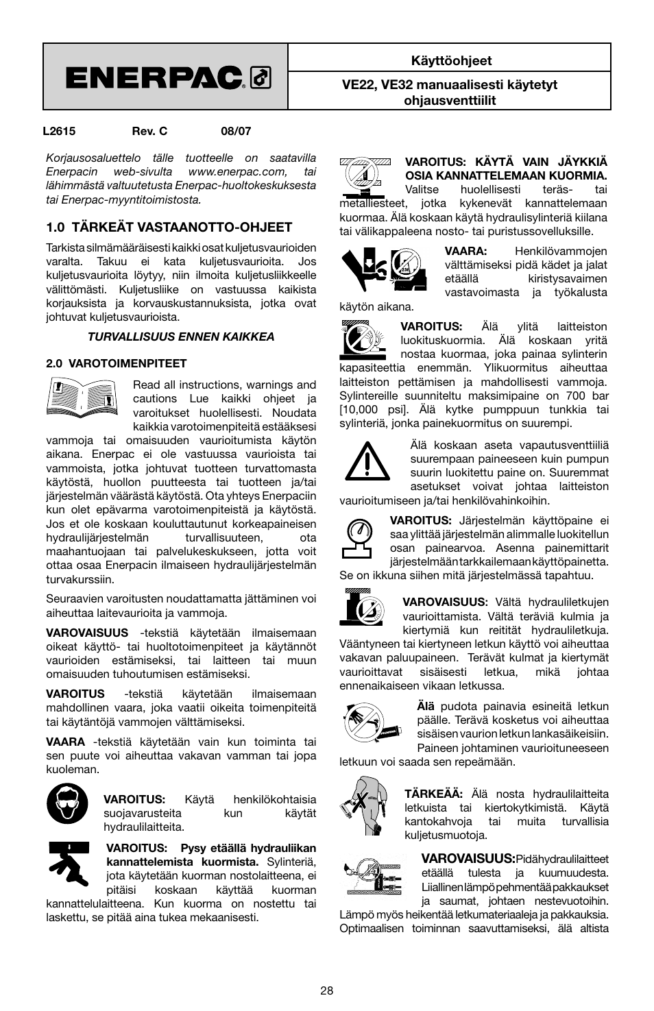 Enerpac VM32 User Manual | Page 28 / 44