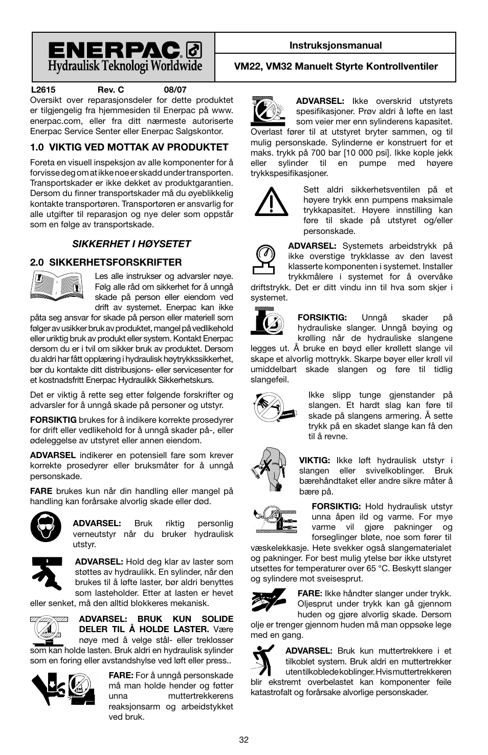 Enerpac VM32 User Manual | Page 32 / 44